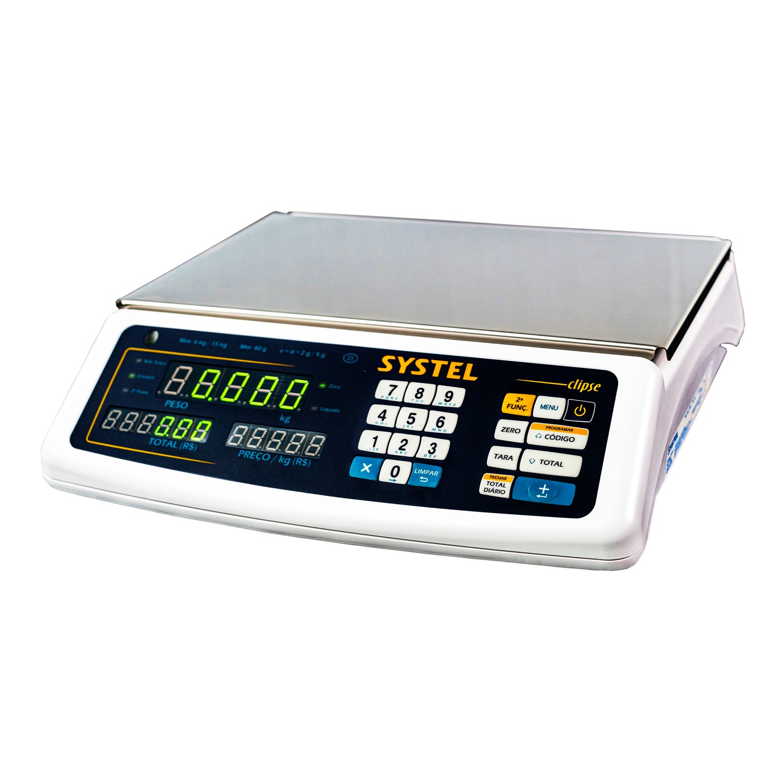 Balanca Clipse c/Bateria 15kg Branca com — SYSTEL