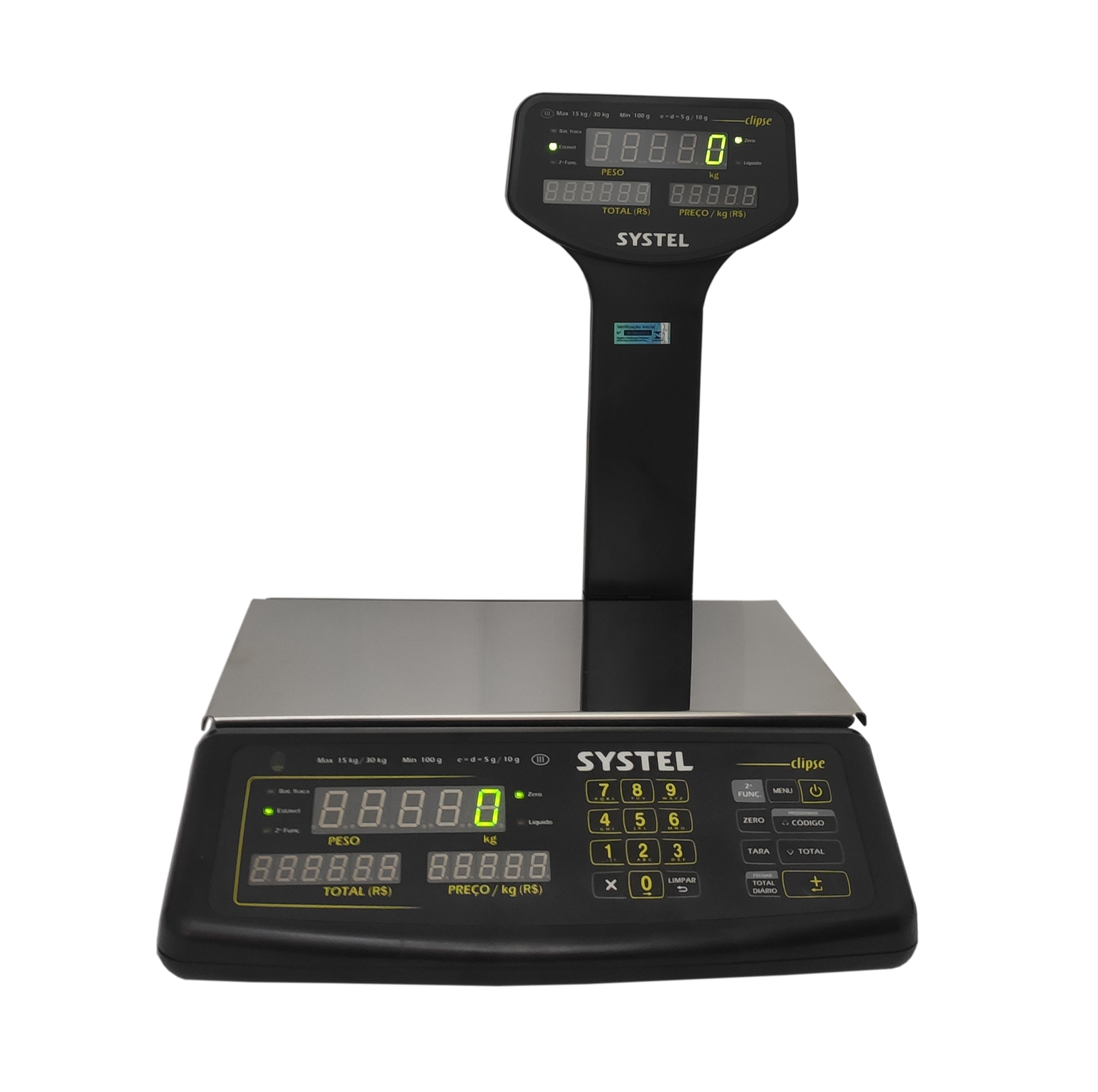 Balanca Clipse c/Bateria 30kg Preta sem Torre — SYSTEL